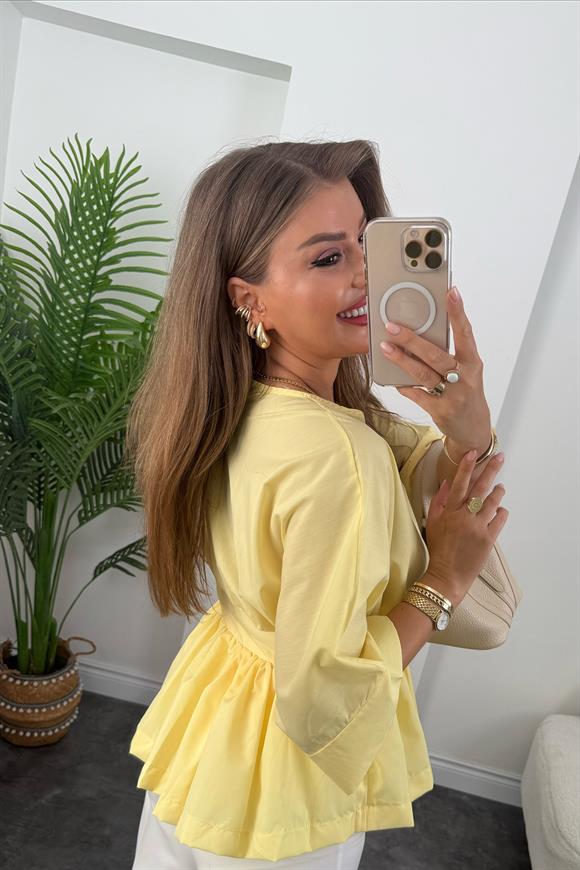 Pinterest Model Kimono Kol Pamuk Poplin Bluz Sarı