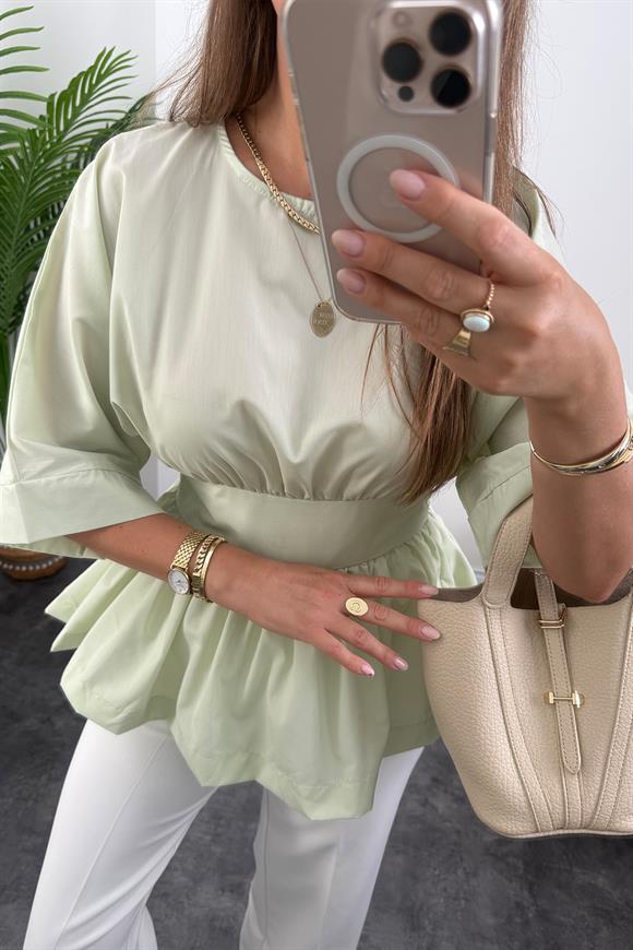 Pinterest Model Kimono Kol Pamuk Poplin Bluz Mint