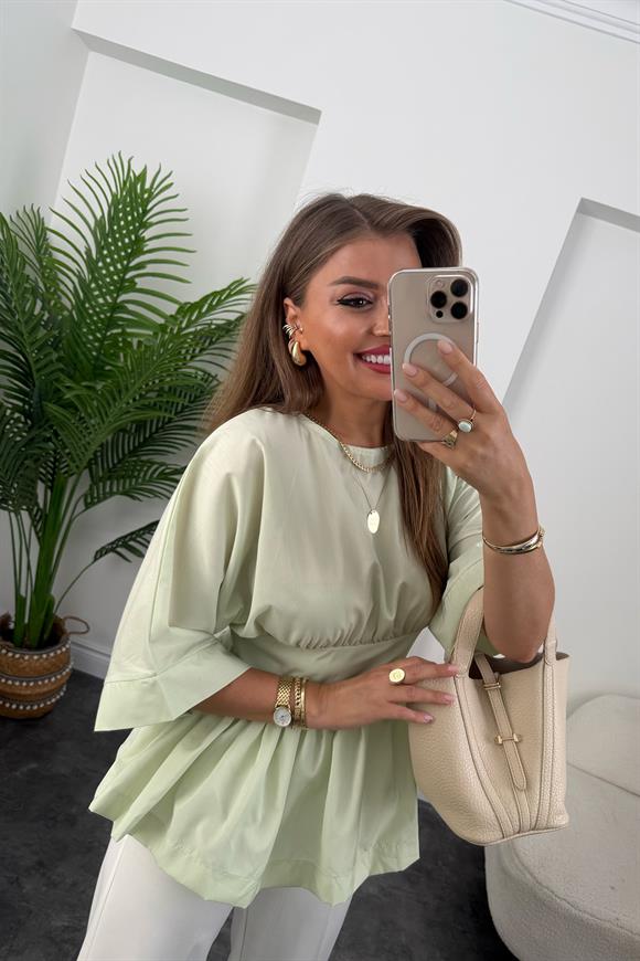 Pinterest Model Kimono Kol Pamuk Poplin Bluz Mint