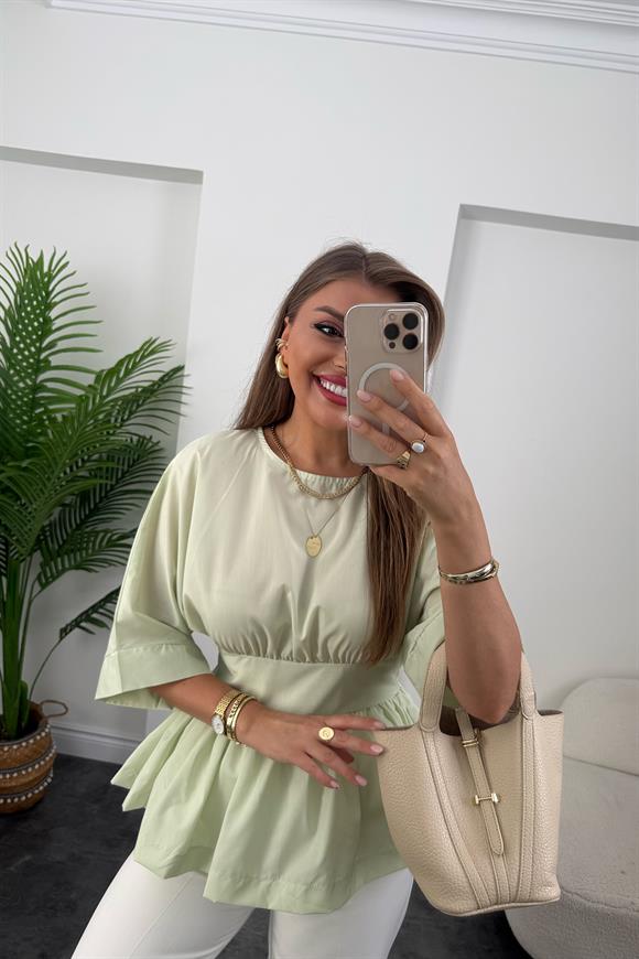 Pinterest Model Kimono Kol Pamuk Poplin Bluz Mint