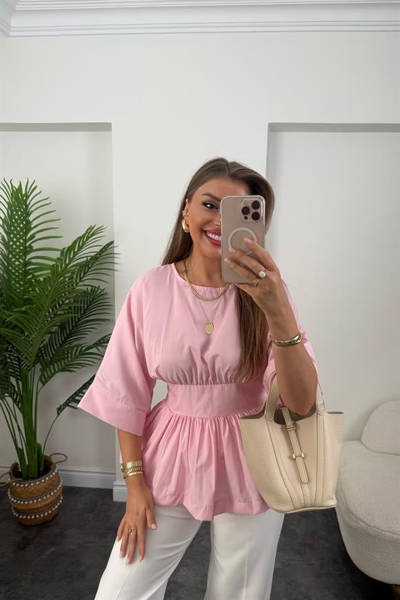 Pinterest Model Kimono Kol Pamuk Poplin Bluz Pembe