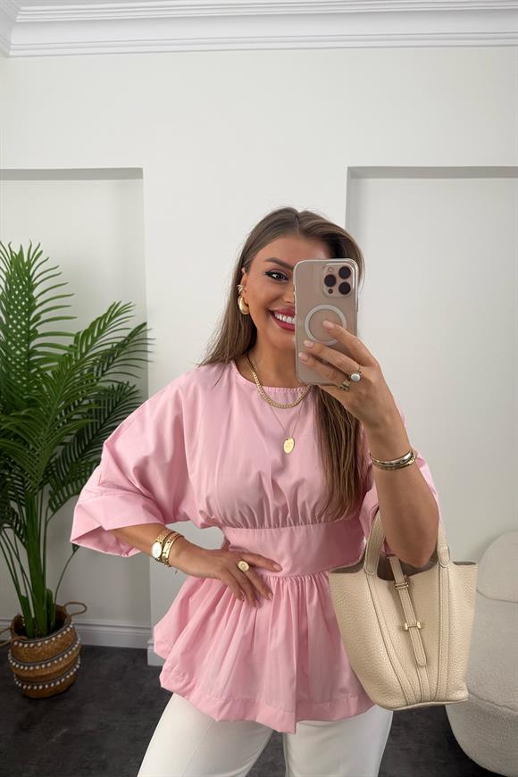Pinterest Model Kimono Kol Pamuk Poplin Bluz Pembe