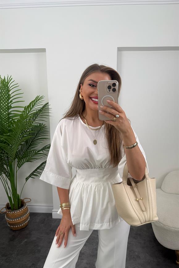 Pinterest Model Kimono Kol Pamuk Poplin Bluz Beyaz