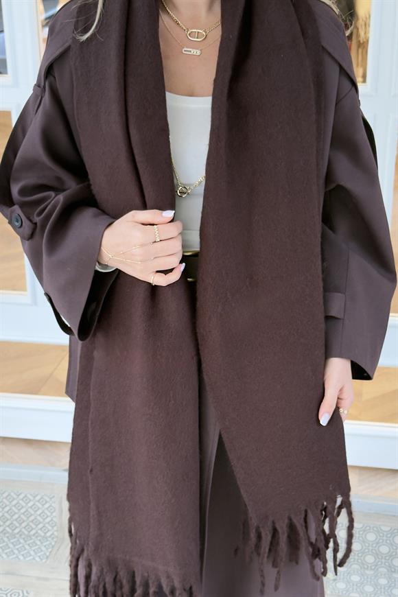 Pinterest Puffy Şal Atkı (Acı Kahve)