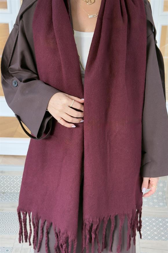 Pinterest Puffy Şal Atkı (Bordo)