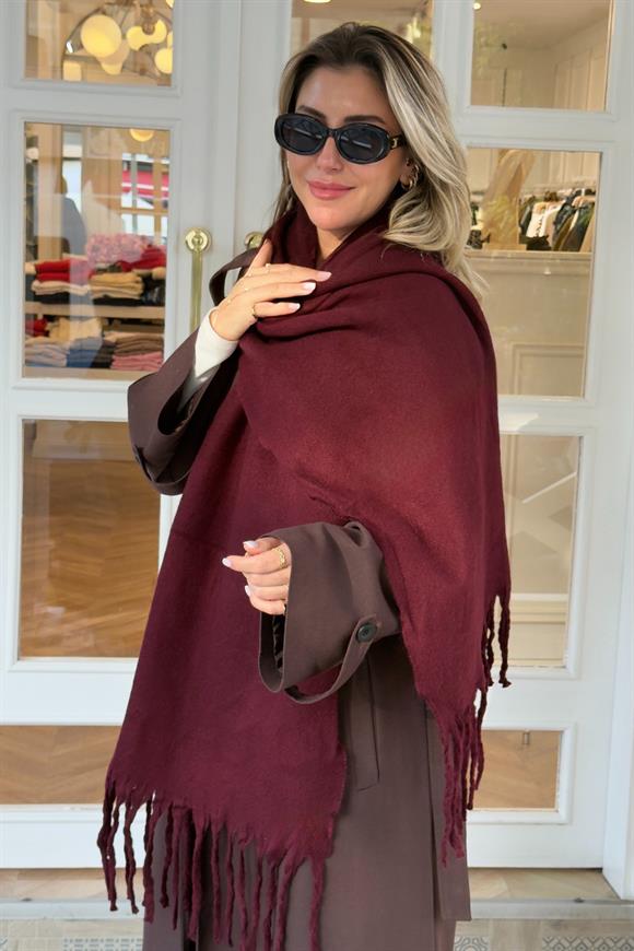 Pinterest Puffy Şal Atkı (Bordo)