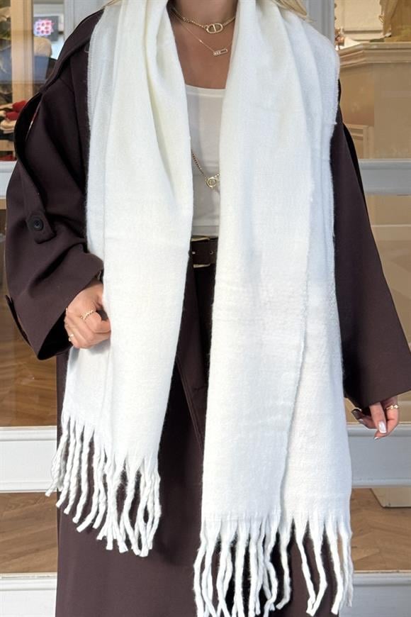 Pinterest Puffy Şal Atkı (Krem)