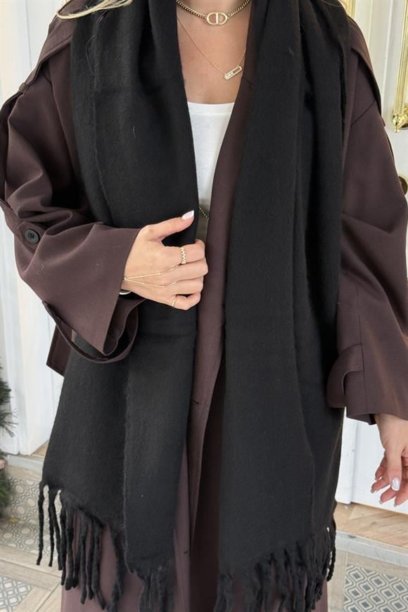 Pinterest Puffy Şal Atkı (Siyah)