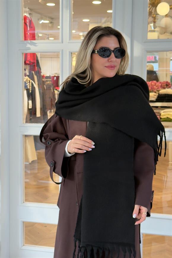 Pinterest Puffy Şal Atkı (Siyah)