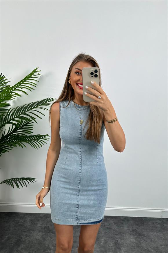 Premium Jean Serimizden Likralı Toparlayıcı Jean Elbise