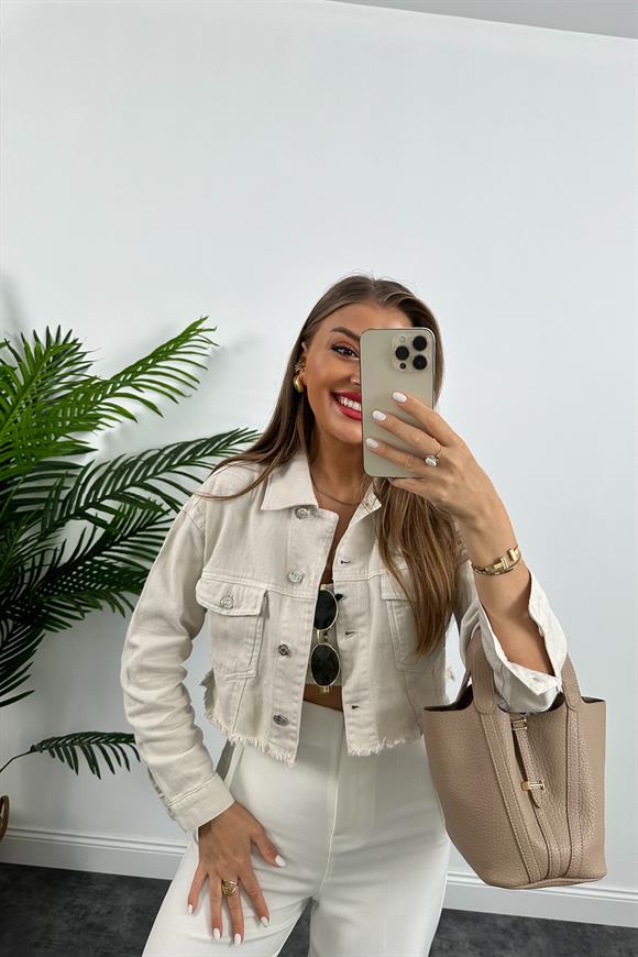 Premium Kalite %100 Pamuklu Basic Jean Ceket Taş