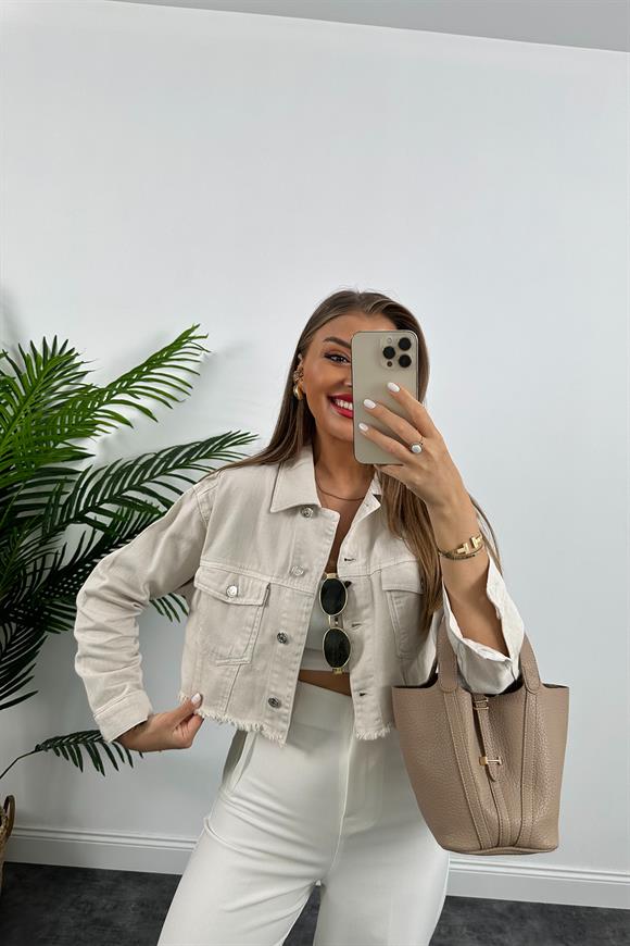 Premium Kalite %100 Pamuklu Basic Jean Ceket Taş