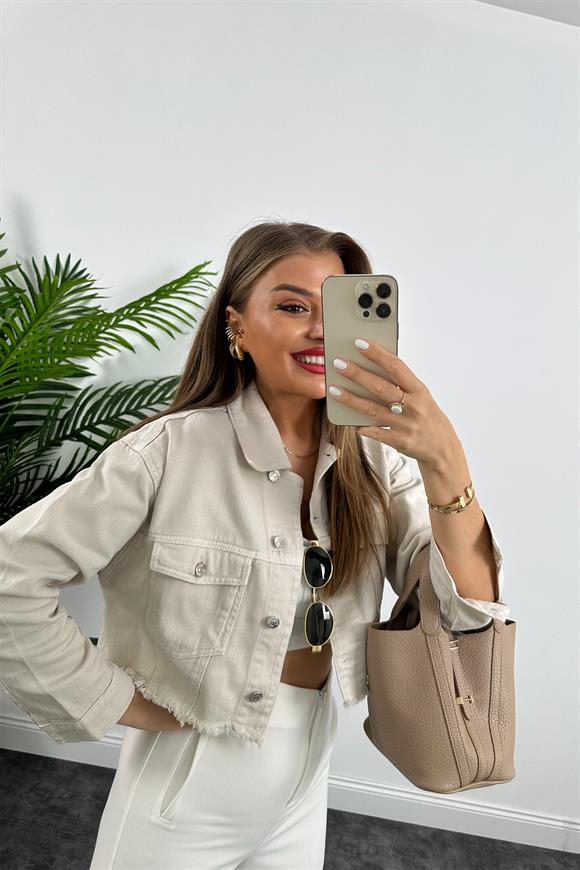 Premium Kalite %100 Pamuklu Basic Jean Ceket Taş