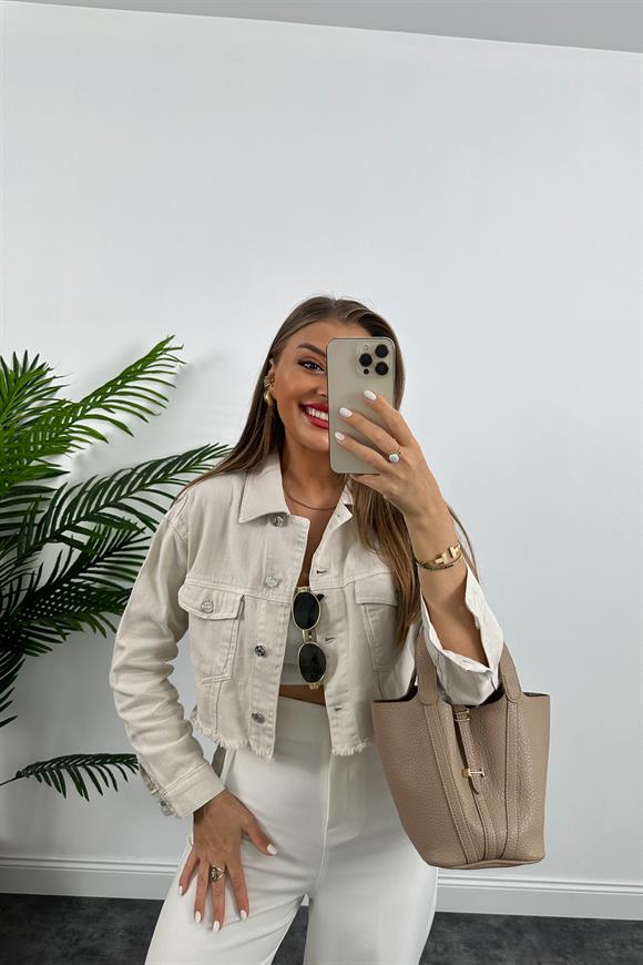 Premium Kalite %100 Pamuklu Basic Jean Ceket Taş