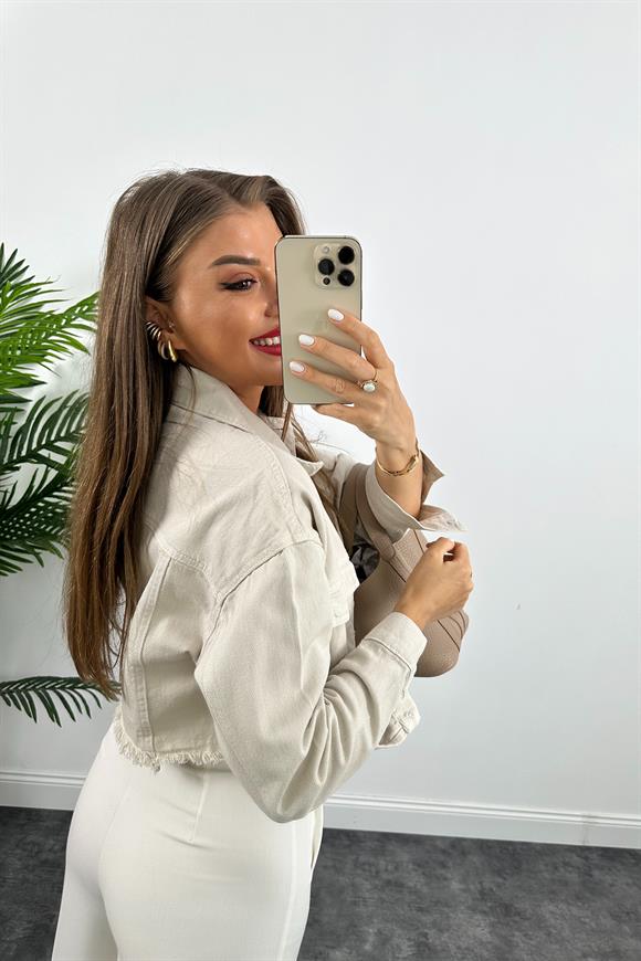 Premium Kalite %100 Pamuklu Basic Jean Ceket Taş