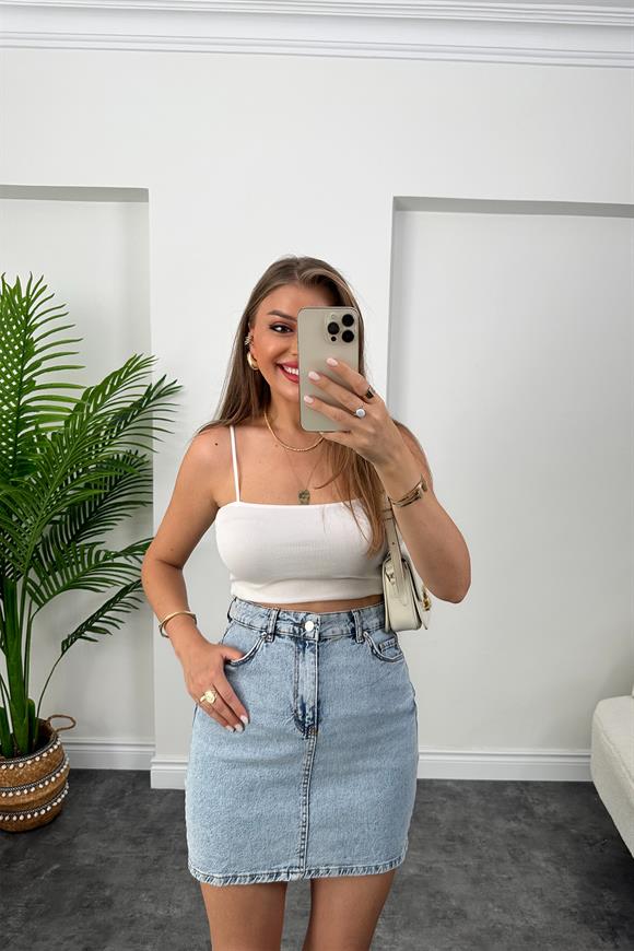 Premium Kalite Basic Jean Etek Açık Mavi