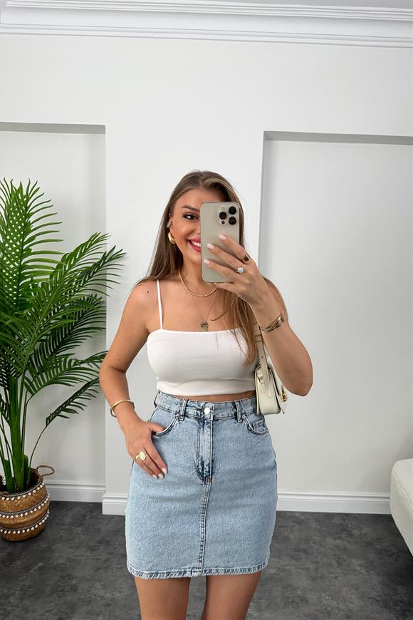 Premium Kalite Basic Jean Etek Açık Mavi