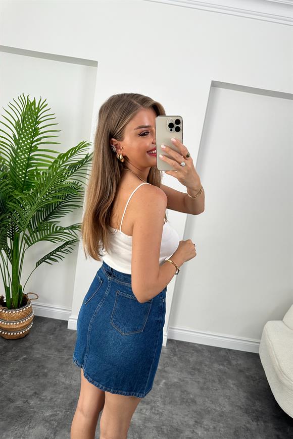 Premium Kalite Basic Jean Etek Koyu Mavi