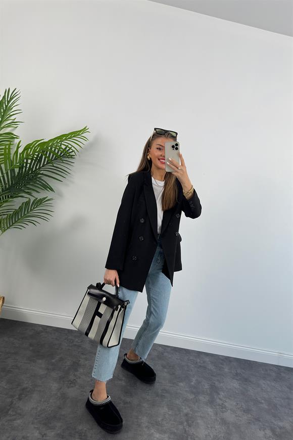 Premium Kalite Düğmeli Double Atlas Blazer