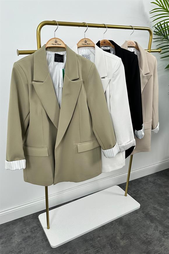 Premium Kalite Marin Astarlı Double Kumaş Blazer Ceket Beyaz