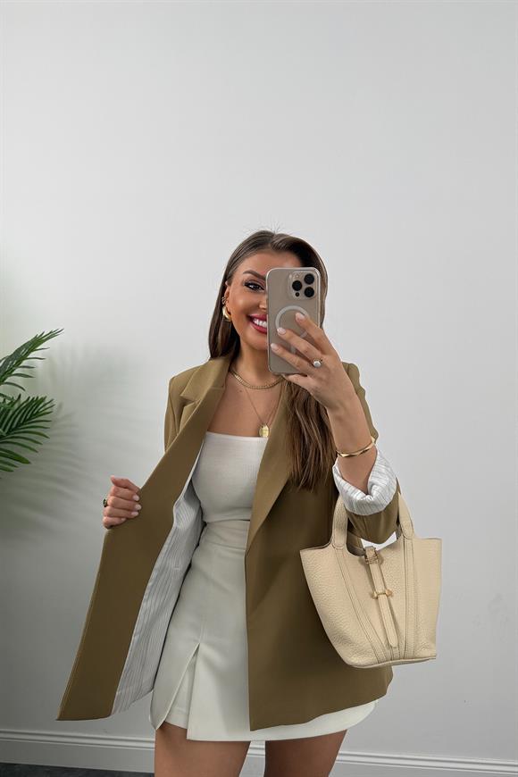 Premium Kalite Marin Astarlı Double Kumaş Blazer Ceket Olive  
