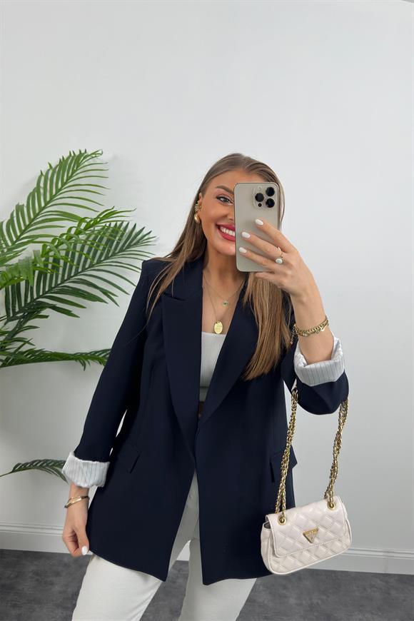 Premium Kalite Marin Astarlı Double Kumaş Blazer Ceket Lacivert