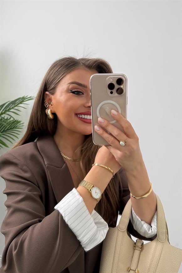 Premium Kalite Marin Astarlı Double Kumaş Blazer Ceket Kahverengi