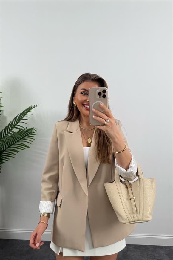 Premium Kalite Marin Astarlı Double Kumaş Blazer Ceket Taş 