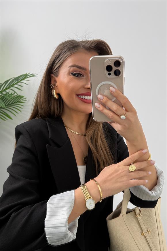 Premium Kalite Marin Astarlı Double Kumaş Blazer Ceket Siyah 