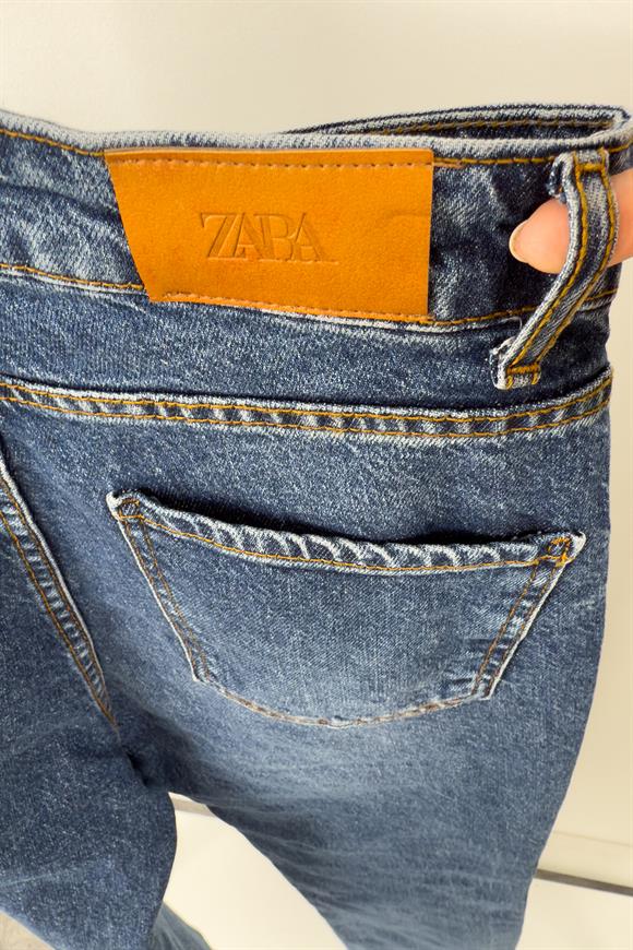 Premium Kalite Paçası Kesik Toparlayıcı Boyfit Jean Vintage Dark Blue 1020