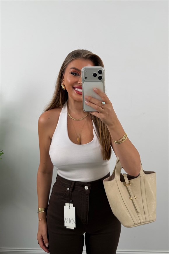 Premium Kalite Paçası Kesik Toparlayıcı Boyfit Jean Acı Kahve 
