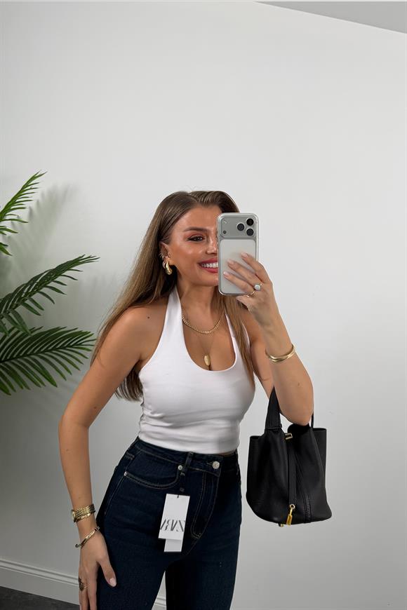 Premium Kalite Paçası Kesik Toparlayıcı Boyfit Jean Dark Blue 1021