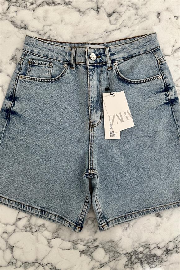 Premium Kalite Şehir Boy Boyfit Jean Şort  Yıkamalı Mavi