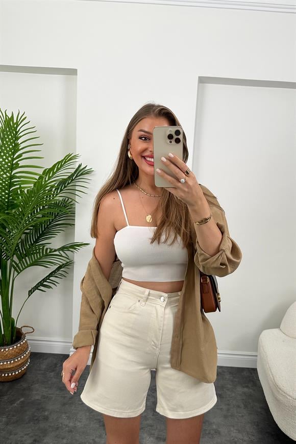 Premium Kalite Şehir Boy Boyfit Jean Şort  Taş