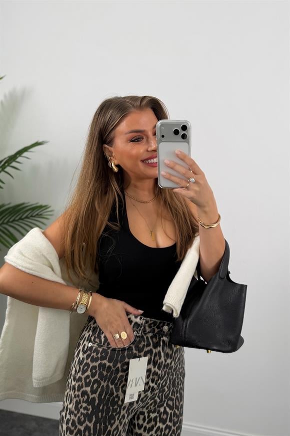 Premium Kalite Soluk Efekt Pamuklu  Leopar Bf Jean New