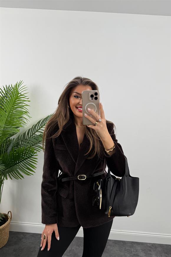 Premium Kalite Tay Tüyü Blazer Acı Kahve 