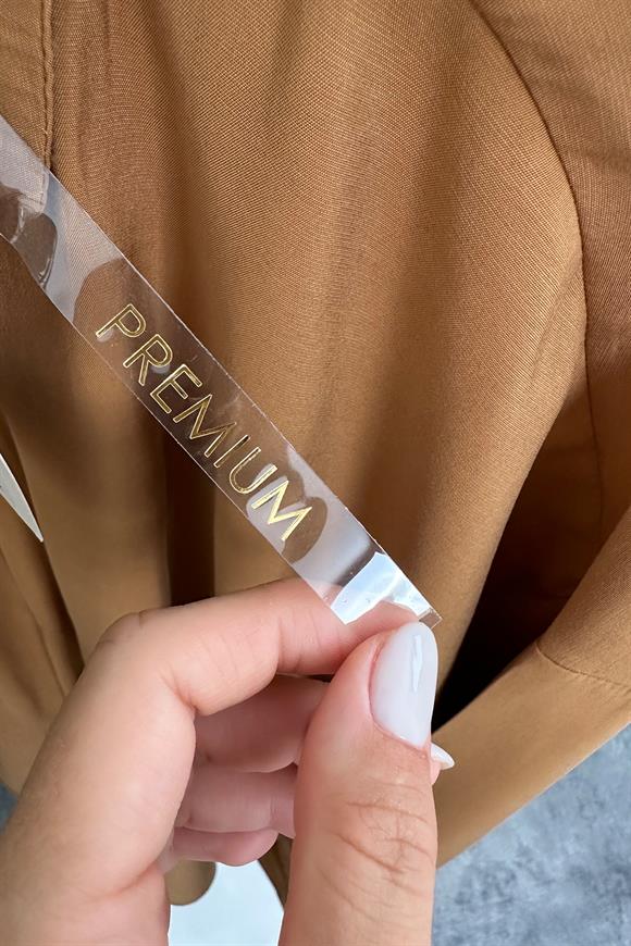 Premium Kalite Tensel Modal Kumaş Şort Gömlek Takım Taba Kahve