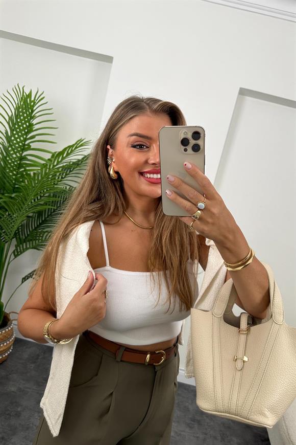 Premium Kalite Tok Kumaş Kemerli Havuç Pantolon Haki 