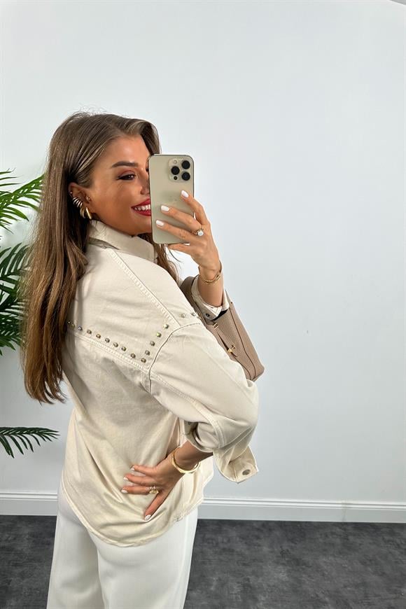 Premium Seri %100 Pamuklu Taşlı Tasarım Jean Ceket Taş