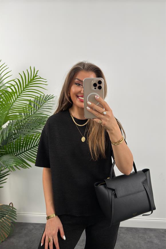 Premium Seri 4 Mevsim Likralı Basic Örme Takım Siyah