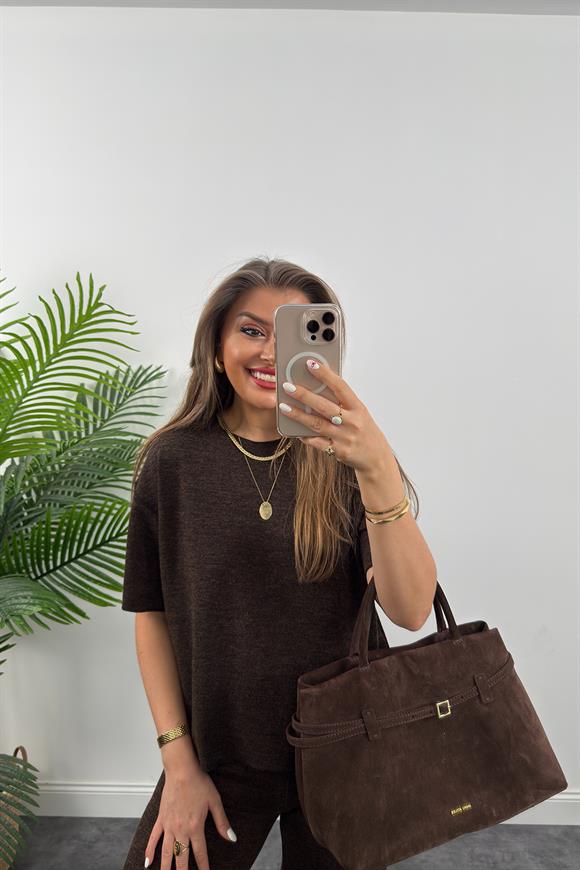 Premium Seri 4 Mevsim Likralı Basic Örme Takım Acı Kahve