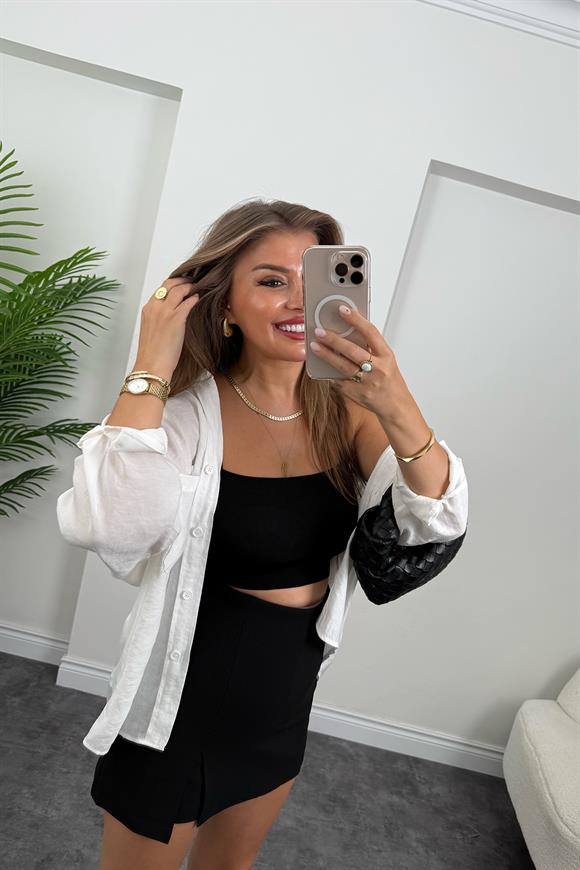 Premium Seri Arkası Full Kapaklı Double Kumaş Şort Etek Siyah