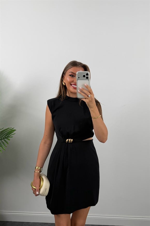 Premium Seri Bel Detaylı Vatkalı Elbise