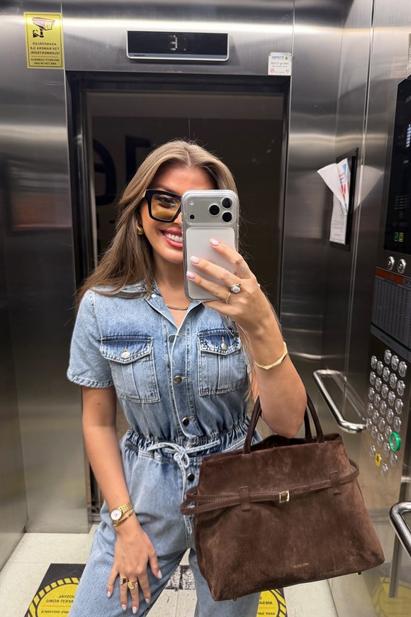 Premium Seri Beli Lastikli Jean Tulum Light Blue