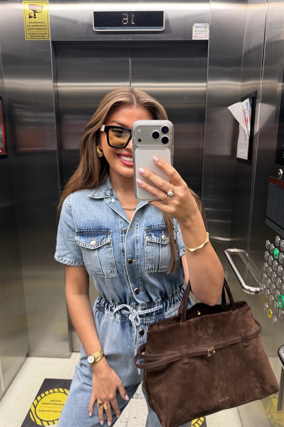 Premium Seri Beli Lastikli Jean Tulum Light Blue