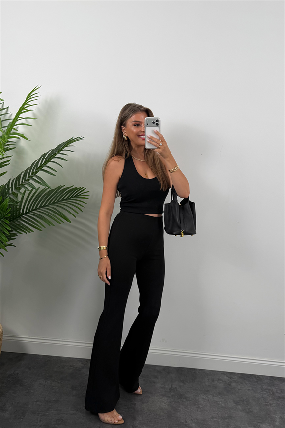 Premium Seri Çelik Kumaş İspanyol Tayt Pantolon Sİyah