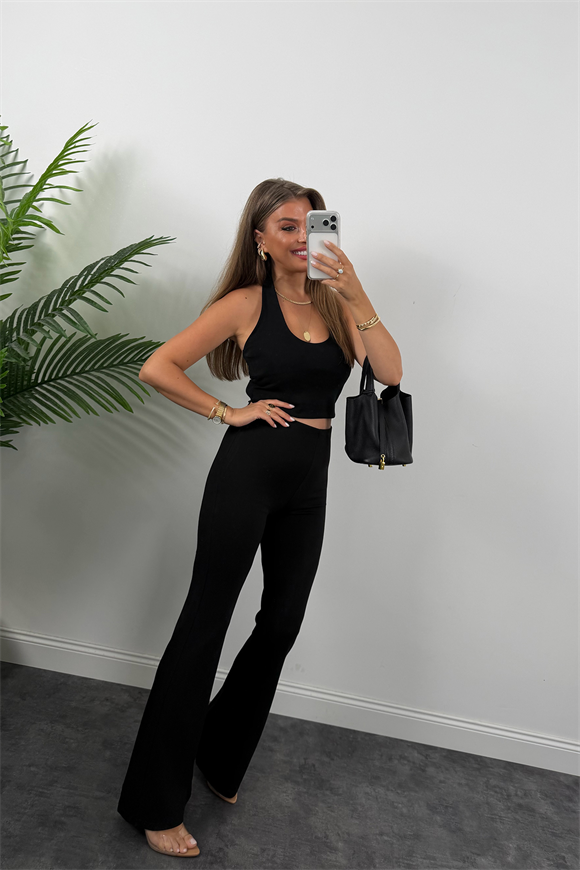 Premium Seri Çelik Kumaş İspanyol Tayt Pantolon Sİyah