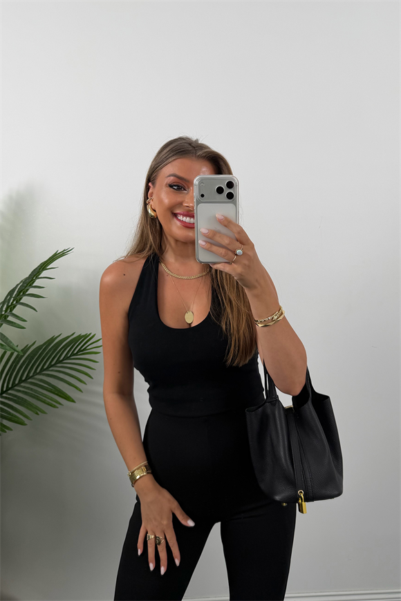 Premium Seri Çelik Kumaş İspanyol Tayt Pantolon Sİyah