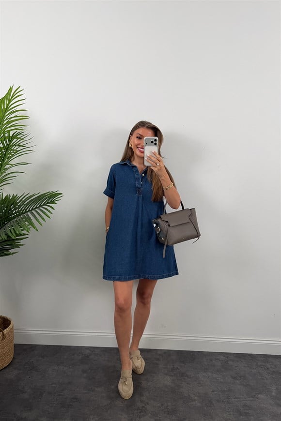 Premium Seri Cos Model Polo Yaka Jean Elbise