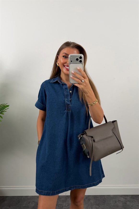 Premium Seri Cos Model Polo Yaka Jean Elbise